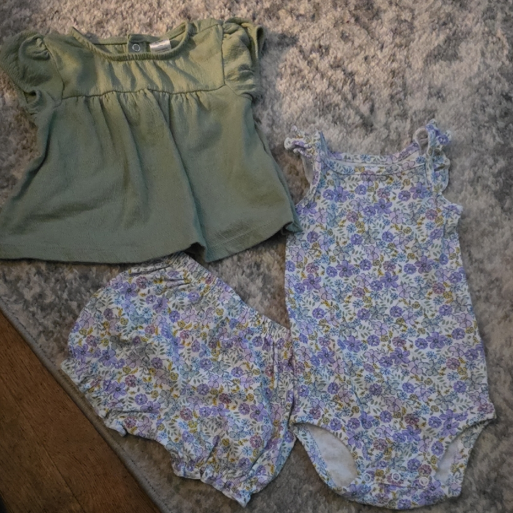 Carter's Green and Floral Diaper Cover Set